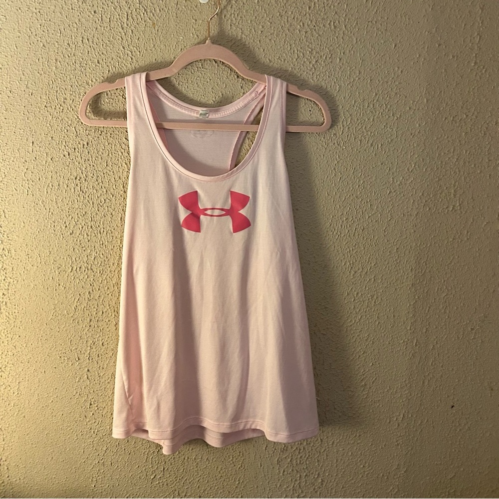Under Armour Loose Fit Heat Gear Tank Top Size L Pink Athletic Workout Gym